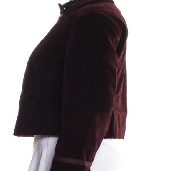Theory Cropped Burgundy Velvet jacket Sz S - Picture 3 of 10